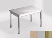 Logo Table mensa 110x70 extension m�lamin� - plateau creme minerva - pieds inox - ceinture en bois laque  2332_creme-minerva_inox_bl-