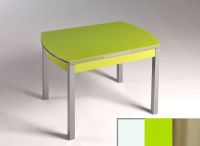 Logo Table hercule 130x80 - plateau blanc - pieds inox - ceinture en bois laque vert 2000_blanc_inox_bl-vert