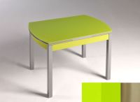 Logo Table hercule 115x75 - plateau vert - pieds inox - ceinture en bois laque vert 1992_vert_inox_bl-vert
