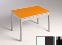 Logo Table mensa  verre ext. melamin� 110x70 - plateau blanc - pieds chrome - ceinture en bois laque noir 2859_blanc_chrome_bl-noir