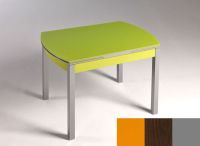 Logo Table hercule 115x75 - plateau orange - pieds argent - ceinture en bois laque wengue 1992_orange_argent_bl-wengue