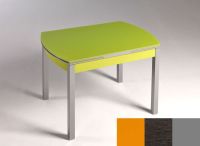 Logo Table hercule 115x75 - plateau orange - pieds argent - ceinture en bois laque mh cendre 1992_orange_argent_bl-mh-cendre