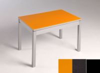Logo Table mensa  verre ext. melamin� 110x70 - plateau orange - pieds noir - ceinture en bois laque noir 2859_orange_noir_bl-noir