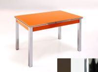 Logo Table mensa ext 135x80 - plateau moka - pieds chrome - ceinture en bois laque blanc 2045_moka_chrome_bl-blanc