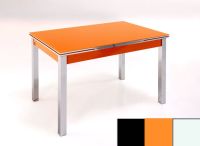 Logo Table mensa ext 100x50 - plateau noir - pieds blanc - ceinture en bois laque orange 2032_noir_blanc_bl-orange