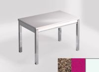 Logo Table mensa 110x70 extension m�lamin� - plateau brazilian brown - pieds blanc - ceinture en bois laq 2332_brazilian-brown_blanc_
