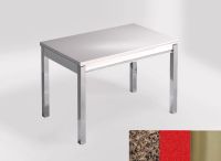 Logo Table mensa ext 100x60 - plateau brazilian brown - pieds inox - ceinture en bois laque rouge 2320_brazilian-brown_inox_bl-rouge