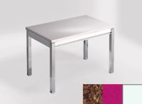 Logo Table mensa 100x60 extension melamin� - plateau mahogany - pieds blanc - ceinture en bois laque mage 2331_mahogany_blanc_bl-mage