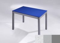 Logo Table licorne 70x70 - h75 - plateau bianco rivers - pieds argent - ceinture en bois laque argent 3133_bianco-rivers_argent_bl-ar