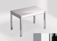 Logo Table mensa 110x70 extension m�lamin� - plateau aluminium nube - pieds chrome - ceinture en bois laq 2332_aluminium-nube_chrome_