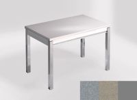 Logo Table mensa 100x60 extension melamin� - plateau aluminium nube - pieds argent - ceinture en bois laq 2331_aluminium-nube_argent_