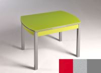 Logo Table hercule 115x75 - plateau rouge - pieds argent - ceinture en bois laque argent 1992_rouge_argent_bl-argent