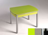 Logo Table hercule 105x60 - plateau vert - pieds chrome - ceinture en bois laque inox 1989_vert_chrome_bl-inox