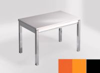 Logo Table mensa 100x60 extension melamin� - plateau naranja cool - pieds noir - ceinture en bois laque o 2331_naranja-cool_noir_bl-o