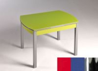 Logo Table hercule 105x60 - plateau rouge - pieds chrome - ceinture en bois laque bleu enjoy 1989_rouge_chrome_bl-bleu-enjoy
