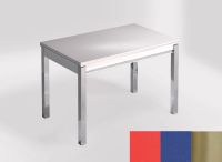 Logo Table mensa 100x60 extension melamin� - plateau rojo vital - pieds inox - ceinture en bois laque ble 2331_rojo-vital_inox_bl-ble