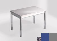 Logo Table mensa 100x60 extension melamin� - plateau blue safita - pieds argent - ceinture en bois laque  2331_blue-safita_argent_bl-