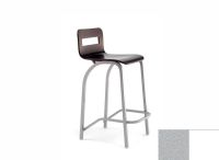 Logo Tabouret tulipe 63 - assise en laque argent - pieds blanc 2656_la-argent_blanc