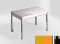 Logo Table mensa 100x60 extension melamin� - plateau stellar amarillo - pieds chrome - ceinture en bois l 2331_stellar-amarillo_chrom