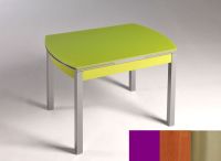 Logo Table hercule 115x75 - plateau magenta - pieds inox - ceinture en bois laque cerisier 1992_magenta_inox_bl-cerisier