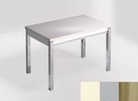 Logo Table mensa 110x70 extension m�lamin� - plateau haiku - pieds inox - ceinture en bois laque argent 2332_haiku_inox_bl-argent
