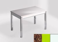 Logo Table mensa 110x70 extension m�lamin� - plateau mahogany - pieds blanc - ceinture en bois laque vert 2332_mahogany_blanc_bl-vert