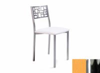 Logo Chaise jasmin - assise en vinyltech orange - pieds chrome 2727_vt-orange_chrome