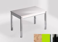 Logo Table mensa 110x70 extension m�lamin� - plateau nile - pieds chrome - ceinture en bois laque vert 2332_nile_chrome_bl-vert