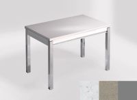 Logo Table mensa 110x70 extension m�lamin� - plateau bianco rivers - pieds argent - ceinture en bois laqu 2332_bianco-rivers_argent_b