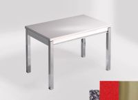Logo Table mensa ext 100x60 - plateau blue safita - pieds inox - ceinture en bois laque rouge 2320_blue-safita_inox_bl-rouge