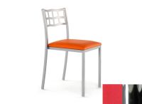 Logo Chaise marguerite - assise en vinyltech rouge - pieds chrome 2634_vt-rouge_chrome