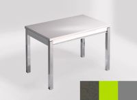 Logo Table mensa 110x70 extension m�lamin� - plateau amazon - pieds argent - ceinture en bois laque vert 2332_amazon_argent_bl-vert