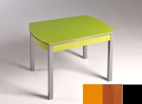 Logo Table hercule 115x75 - plateau orange - pieds noir - ceinture en bois laque cerisier 1992_orange_noir_bl-cerisier