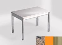 Logo Table mensa 100x60 extension melamin� - plateau azul ugarit - pieds inox - ceinture en bois laque or 2331_azul-ugarit_inox_bl-or
