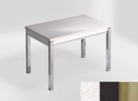 Logo Table mensa 110x70 extension m�lamin� - plateau blanco maple - pieds inox - ceinture en bois laque n 2332_blanco-maple_inox_bl-n