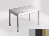 Logo Table mensa 100x60 extension melamin� - plateau khenso - pieds inox - ceinture en bois laque noir 2331_khenso_inox_bl-noir