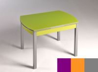 Logo Table hercule 130x80 - plateau magenta - pieds argent - ceinture en bois laque orange cool 2000_magenta_argent_bl-orange-cool