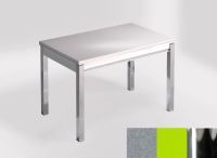 Logo Table mensa 100x60 extension melamin� - plateau aluminium nube - pieds chrome - ceinture en bois laq 2331_aluminium-nube_chrome_
