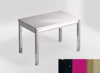 Logo Table mensa 110x70 extension m�lamin� - plateau stellar negro - pieds inox - ceinture en bois laque  2332_stellar-negro_inox_bl-
