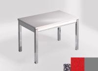 Logo Table mensa 110x70 extension m�lamin� - plateau blue safita - pieds argent - ceinture en bois laque  2332_blue-safita_argent_bl-