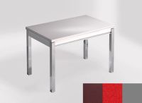 Logo Table mensa 100x60 extension melamin� - plateau satori - pieds argent - ceinture en bois laque rouge 2331_satori_argent_bl-rouge