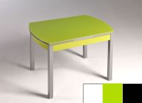 Logo Table hercule 115x75 - plateau extra white - pieds noir - ceinture en bois laque vert 1992_extra-white_noir_bl-vert