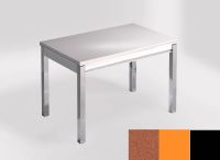 Logo Table mensa 100x60 extension melamin� - plateau naranja fuego - pieds noir - ceinture en bois laque  2331_naranja-fuego_noir_bl-