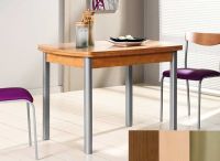 Logo Table hercule 100x60 - plateau noyer - pieds inox - ceinture en bois laque hetre 1986_noyer_inox_bl-hetre