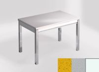 Logo Table mensa 100x60 extension melamin� - plateau stellar amarillo - pieds blanc - ceinture en bois la 2331_stellar-amarillo_blanc