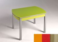 Logo Table hercule 130x80 - plateau orange - pieds inox - ceinture en bois laque rouge 2000_orange_inox_bl-rouge