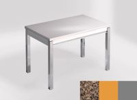 Logo Table mensa 100x60 extension melamin� - plateau brazilian brown - pieds argent - ceinture en bois la 2331_brazilian-brown_argent