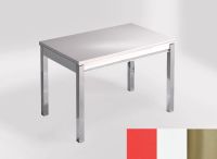 Logo Table mensa ext 110x70 - plateau rojo vital - pieds inox - ceinture en bois laque blanc 2321_rojo-vital_inox_bl-blanc