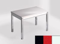 Logo Table mensa 100x60 extension melamin� - plateau tao - pieds blanc - ceinture en bois laque rouge 2331_tao_blanc_bl-rouge