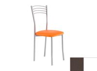 Logo Chaise cam�lia - assise en vinyltech marron noir - pieds blanc 1918_vt-marron-noir_blanc